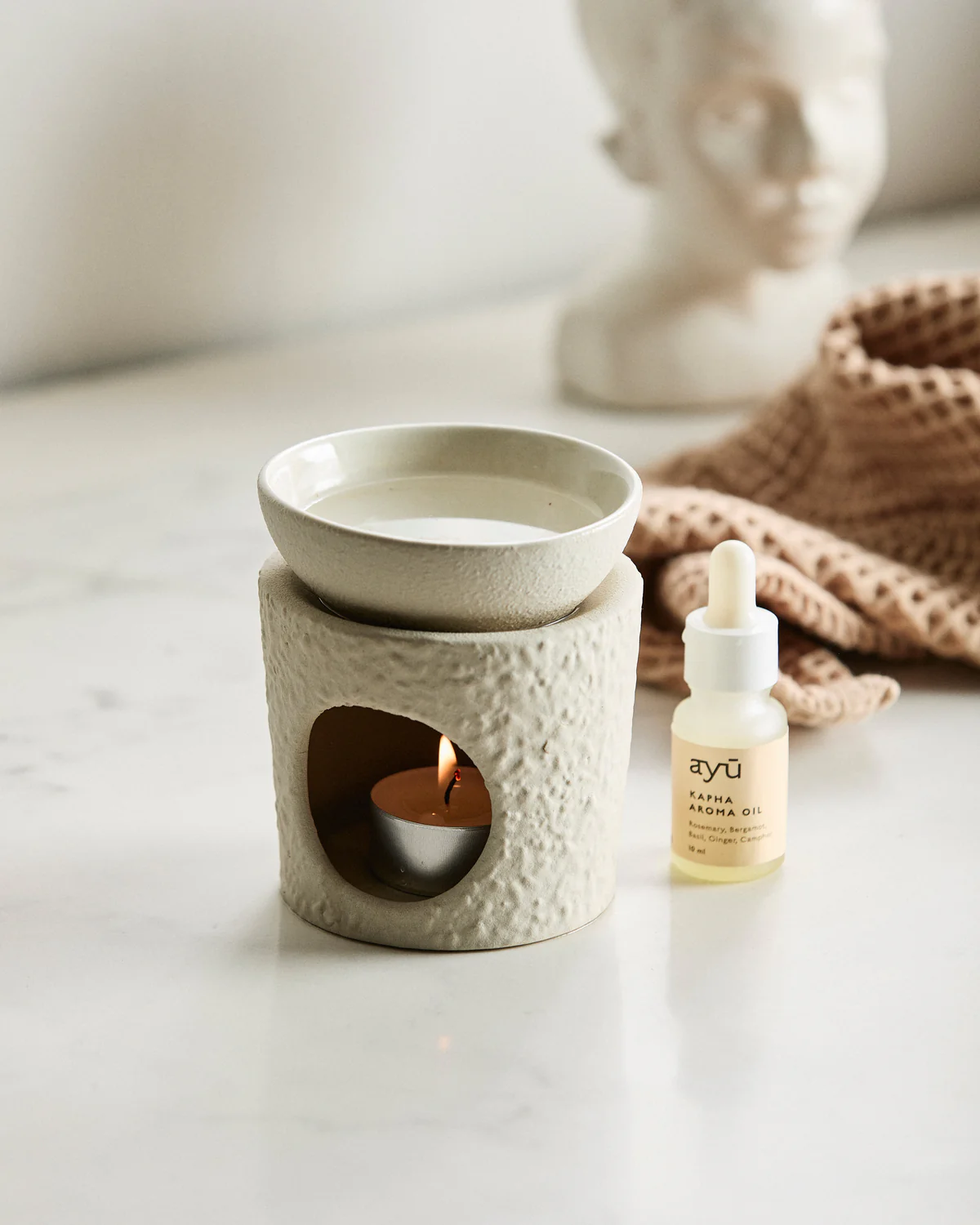 Aroma Brænder, Keramisk Råhvid – Funktionelt Design Og Aromatisk Velvære